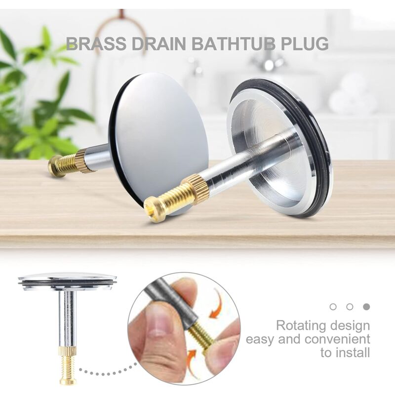 Universal Bathtub Plug Ø 43 Mm, Brass Drain Plug With Chrome-Plated Surface, Rustproof, For Regular Bathtub Drainage — image 4
