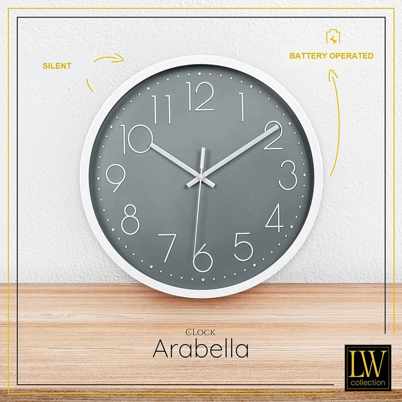 30 cm White and Grey Silent Wall Clock, Modern Analog Quartz Clock for Kitchen, Office and Bedroom — image 3