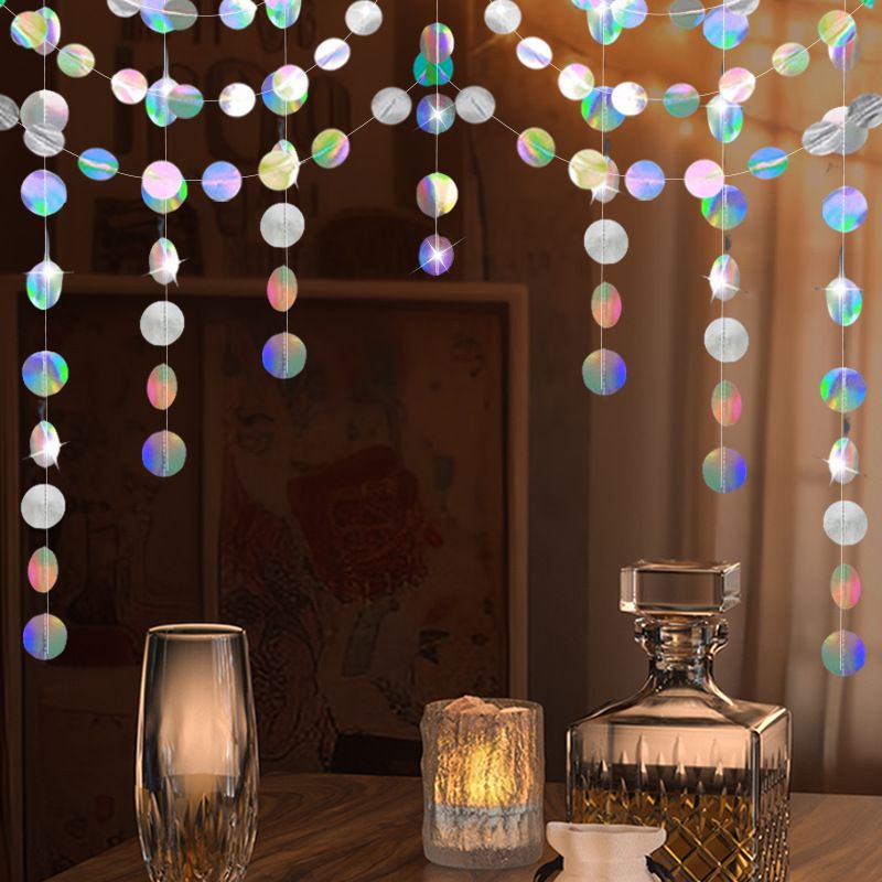 Iridescent Circle Garland 2 Pack 3m Each Holographic Hanging Party Decoration Circular Bunting Streamer Birthday Wedding Event Decor Lightweight Easy Setup — image 4