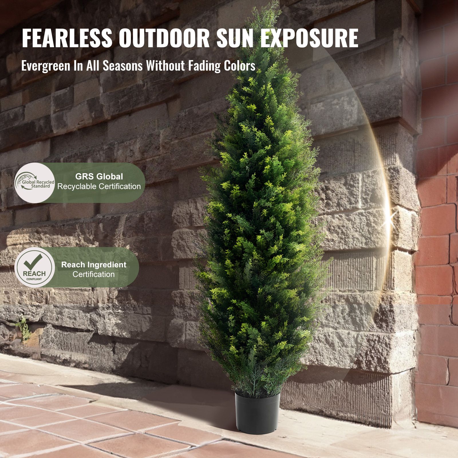 2 Pack 5' Artificial Cedar Topiary Tree Faux Plant UV Decor In/Outdoor โ image 3