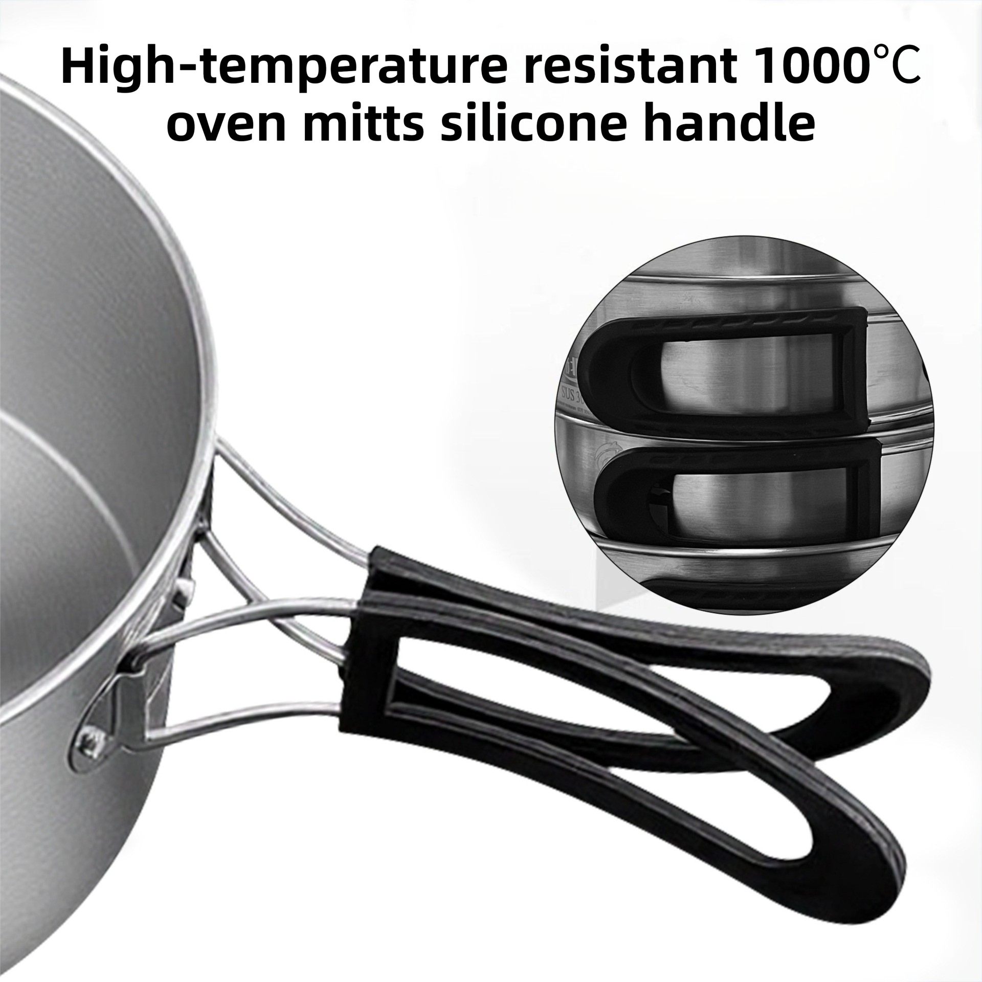2-Piece Food Grade Stainless Steel Camping Cookware Set with Medium Stew Pot and Medium Frying Pan - Hangable and Foldable, Compact Nesting Storage, Anti Scald โ image 6