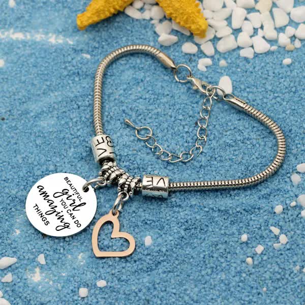 Girls Inspirational Charm Bracelet Gift for Women and Girls Pendant Bracelet You Can Do Amazing Things โ image 3