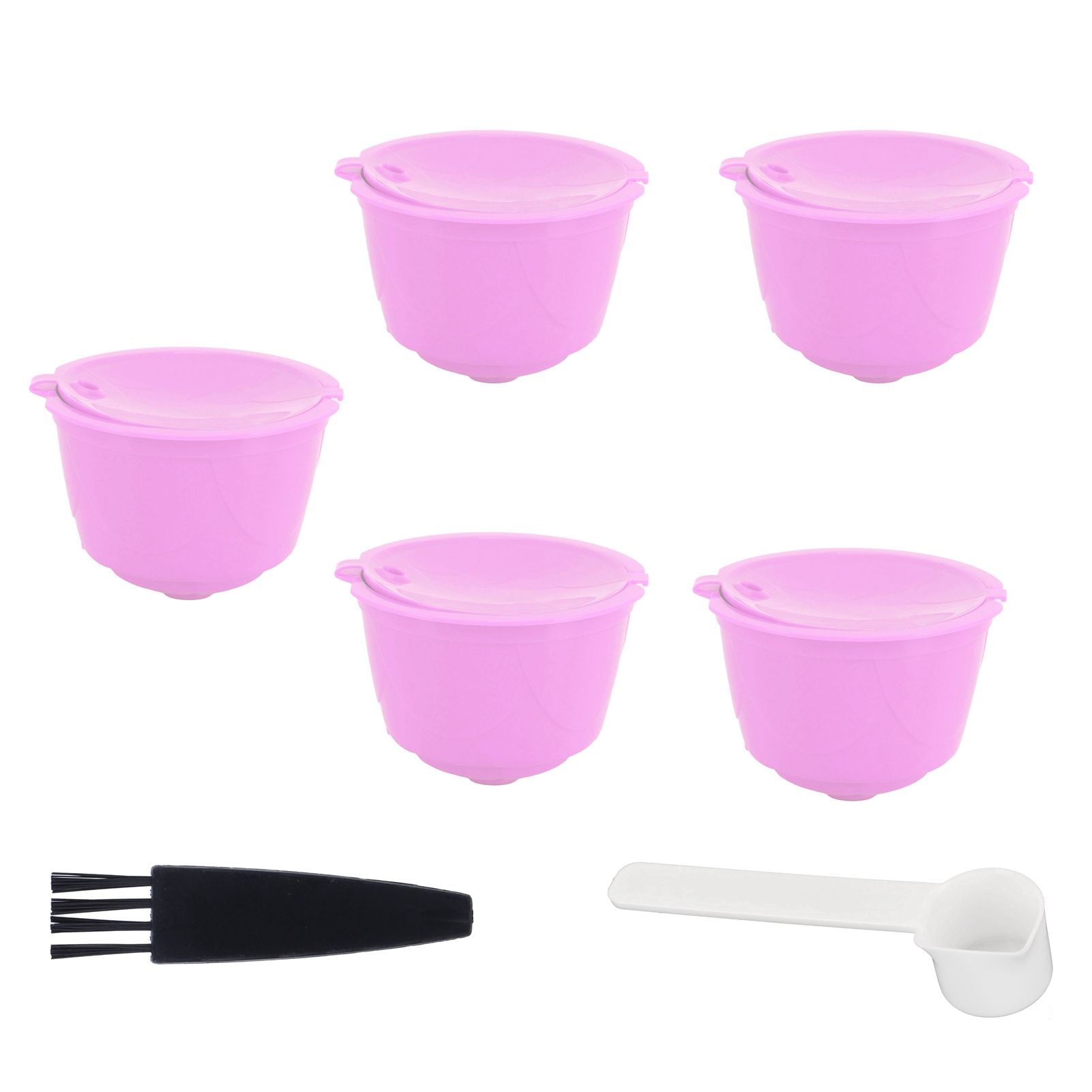 Reusable Capsules Set Refillable Coffee Filter Cup Pod for DOLCE GUSTO Coffee Machine(Purple 5 Capsules1 Spoon 1 Brush) — image 5