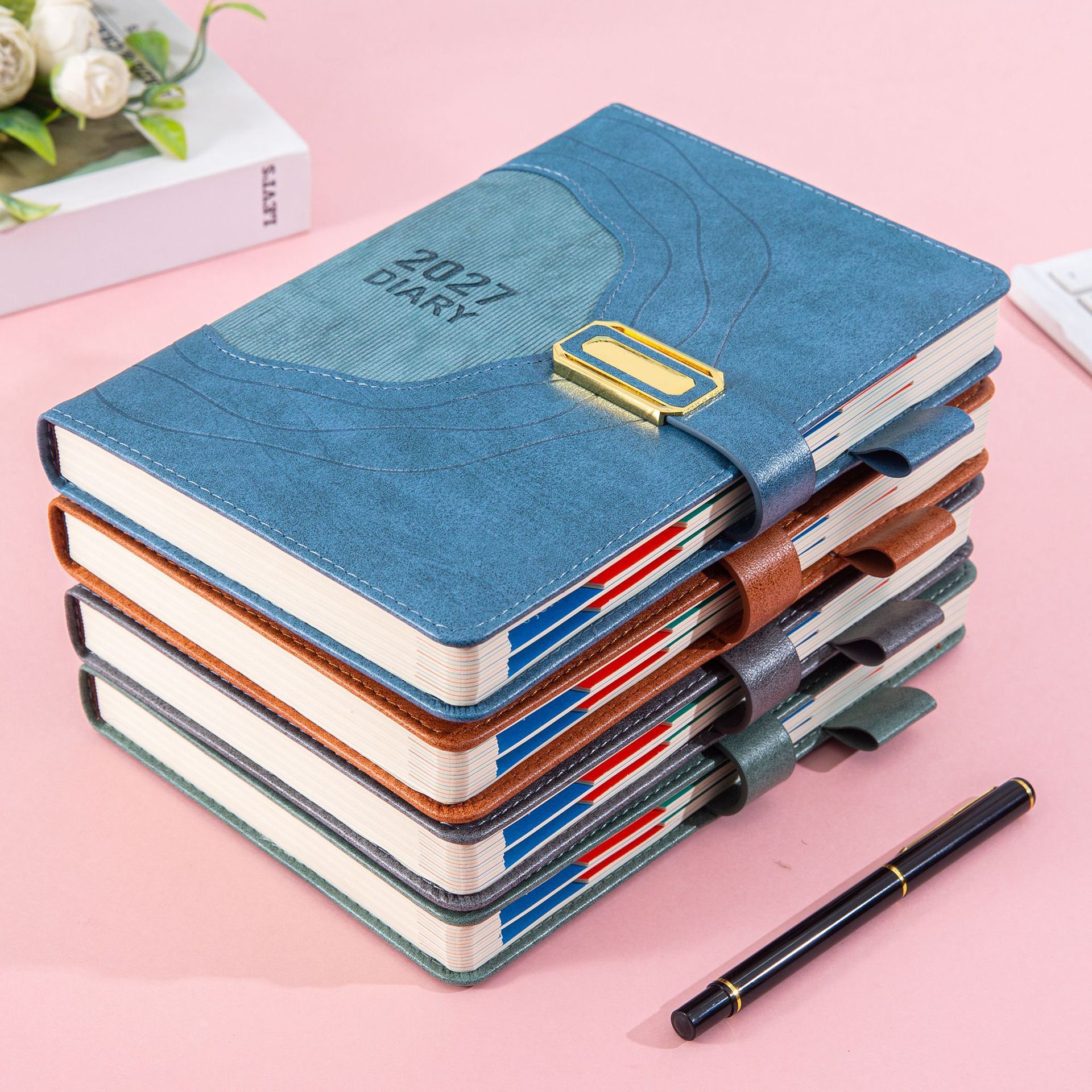 2027 A5 Vintage Annual Planner | Daily Planning + Weekly & Monthly Notes, Academic Style Faux Leather Cover, Efficient Time Management(BRWON) — image 4