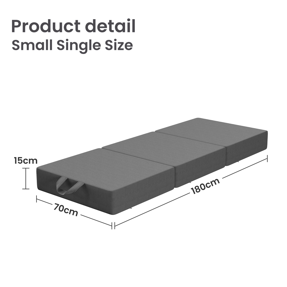 15cm Small Single BedStory 3-Fold Mattress Folding Foam Bed Washable Cover, 180x70cm โ image 2