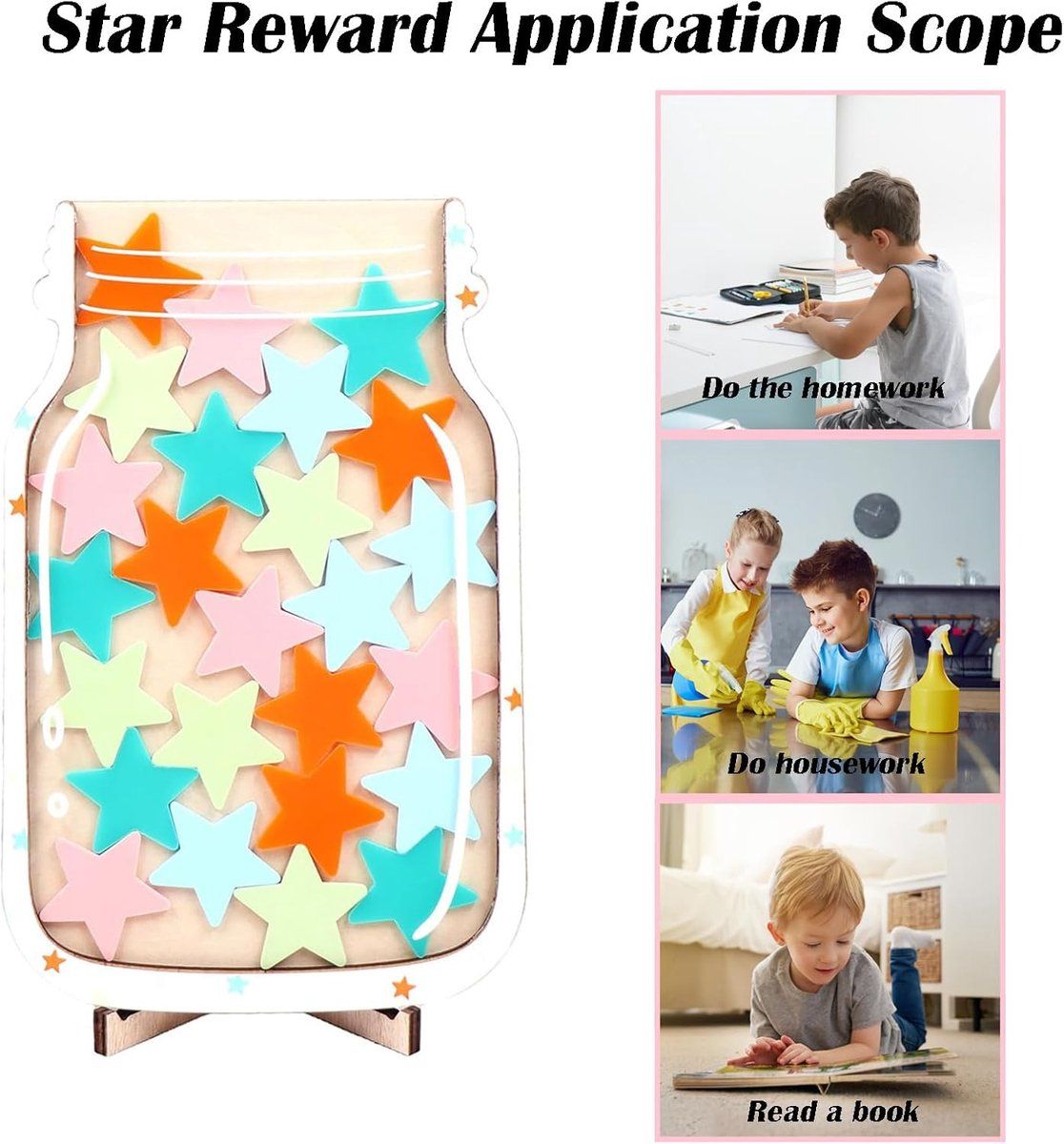 25-Piece Multicolor Star Reward Jar Set for Kids, Reusable Behavior and Achievement Chart — image 5