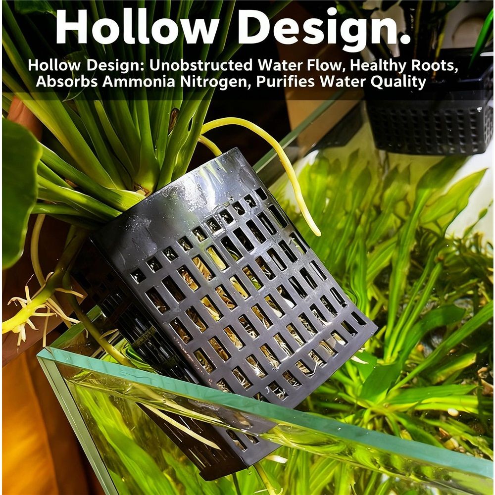 2PCS Adjustable Aquarium Plant Holder, Aquarium Planter Cup Adjustable Thickness to 2.36" Height to 3.9", Fish Tank Plant Holders with Hooks and โ image 5