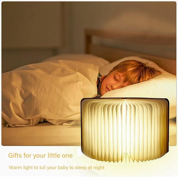 Christmas giftsRechargeable LED Book Night Light: Creative Folding Wooden Lamp with Magnetic Design for Bedrooms & Gifting(Walnut Red,S) — image 3