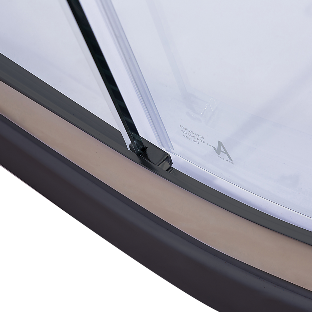 100 x 100cm Rounded Sliding 6mm Curved Shower Screen with Base in Black โ image 6