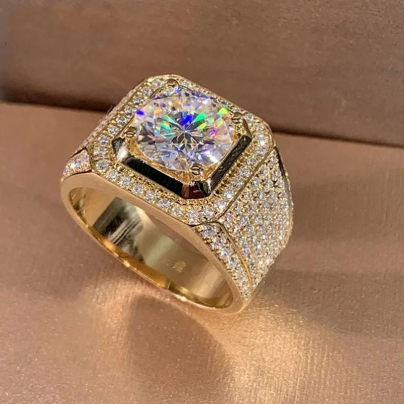 Men'S Gold Ring Diamond Stud Ring For Men Men'S Jewelry Australia Gold Plated - Gold - Size US-SIZE-12 — image 2