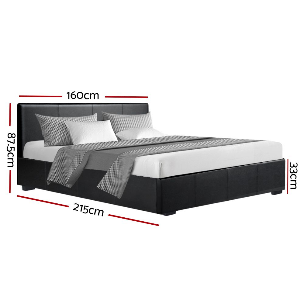 Artiss Bed Frame Queen Size Gas Lift Black NINO โ image 3