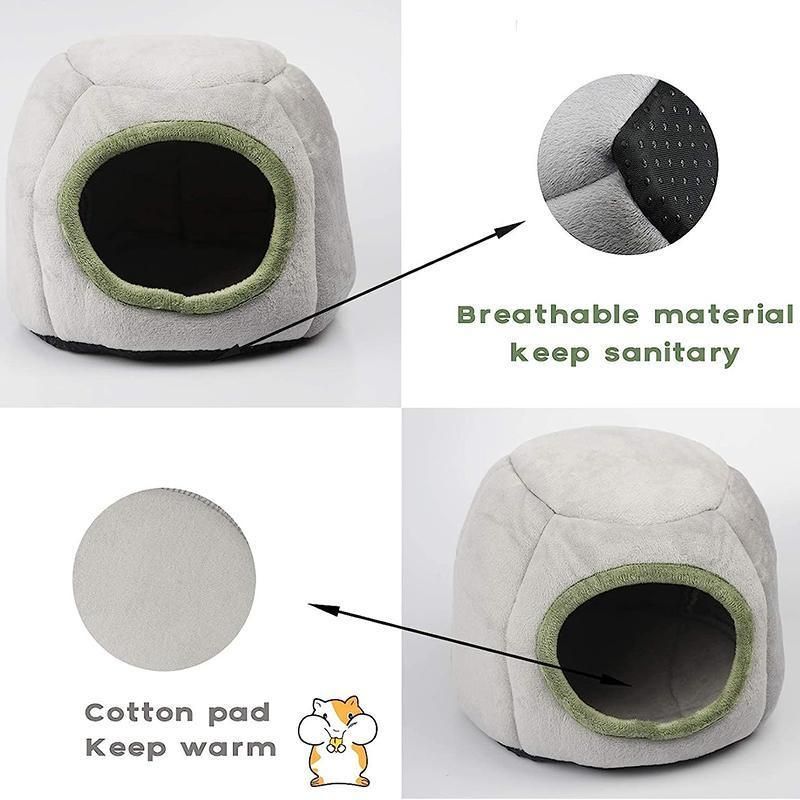 Soft Small Animal Guinea Pig Cozy Warm Pet Tent Hamster House Hideout Cave Bed - Grey-Pyramid — image 5