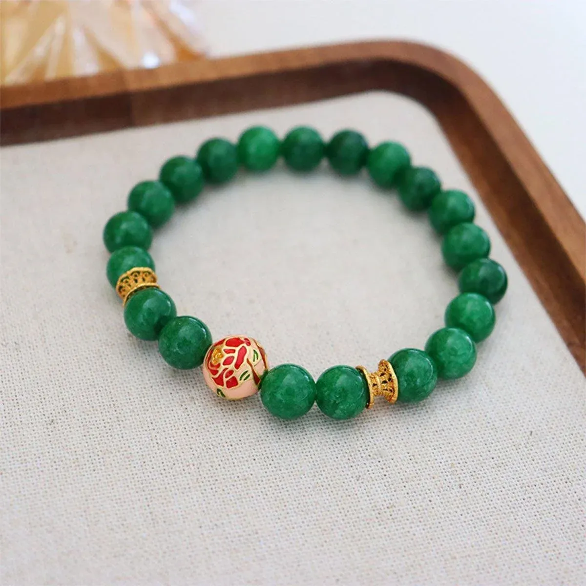 Green Natural Stone Beaded Bracelet Beauty Handmade Women Simple Healing Reiki — image 5