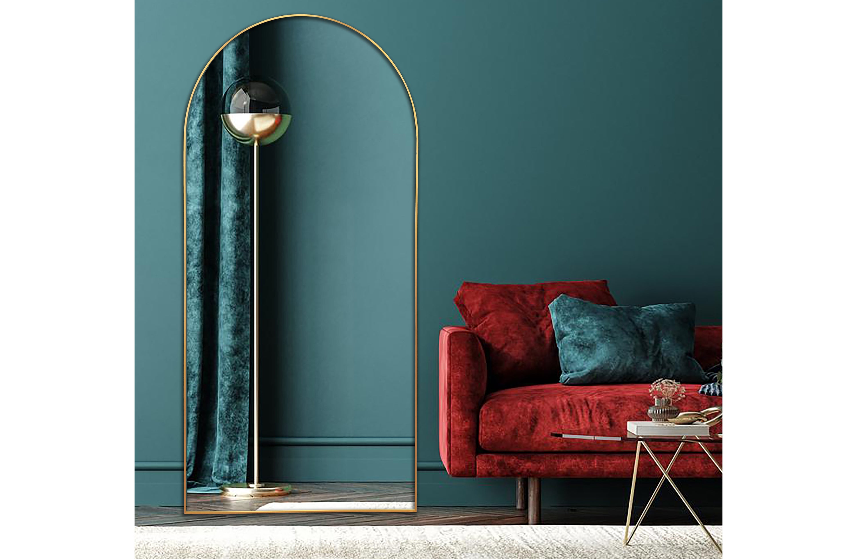 Metal Arch Mirror 80cm x 170cm - Gold โ image 2