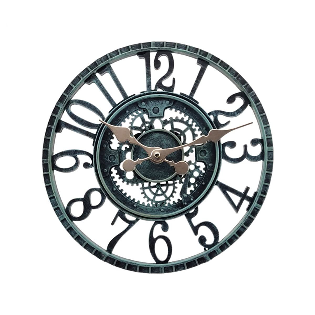 12-Inch Waterproof Outdoor Wall Clock, Analog Style, Sturdy Polyresin Construction, Fits with Rustic,Battery Powered, Easy to Hang