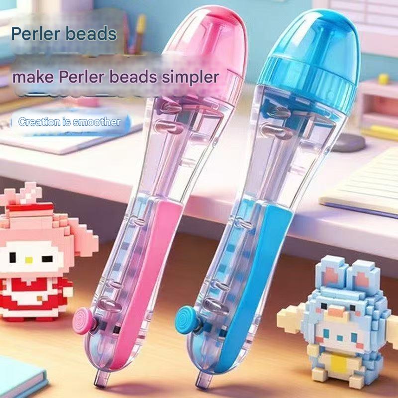 Pink and blue 2-piece set Press-Release Bead Pen for 2.6mm Pixel Art – DIY Craft Tool for Hama Beads and Fuse Beads Projects (Beads Not Included) — image 2
