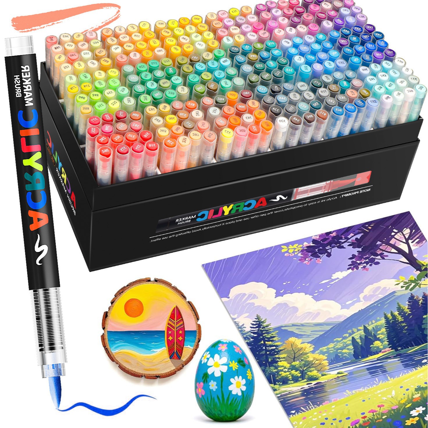 Acrylic Brush Marker โ 12-Pack, Water-Based Ink, Flexible Tip, for Multi-Surface Art and Labeling โ image 3