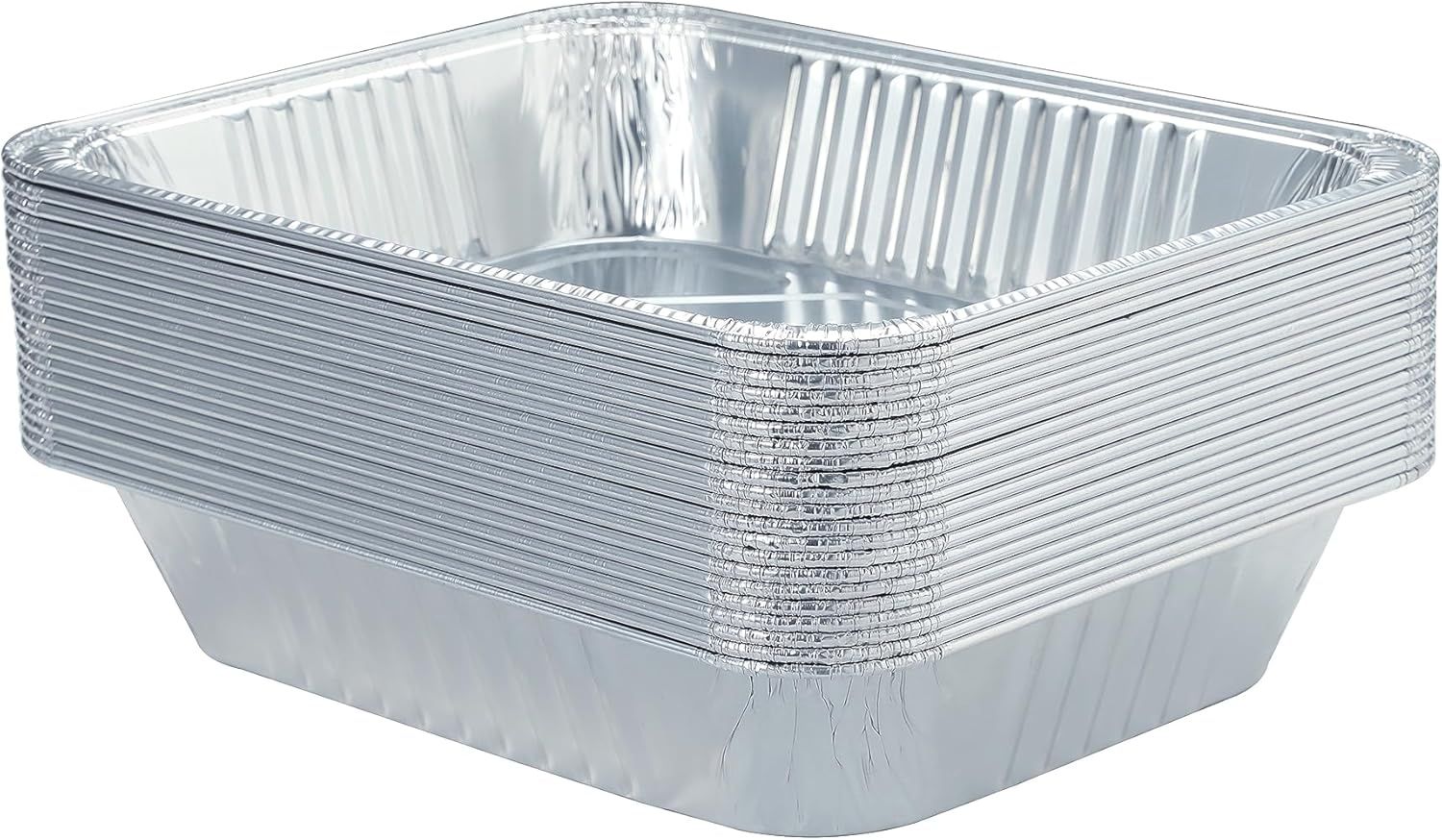 20 Pack Heavy-Duty Disposable Aluminum Foil Pans for Baking, Grilling & Catering – Extra Thick Rectangular Trays for Oven, BBQ & Steam Table Use (Silver) — image 3
