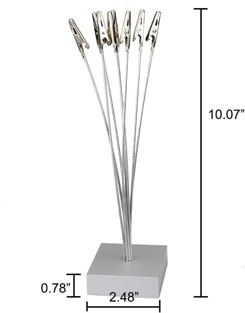 8-Branch Silver Metal Photo Clip Tree with Square Base for Pictures, Memos and Wedding Cards — image 5