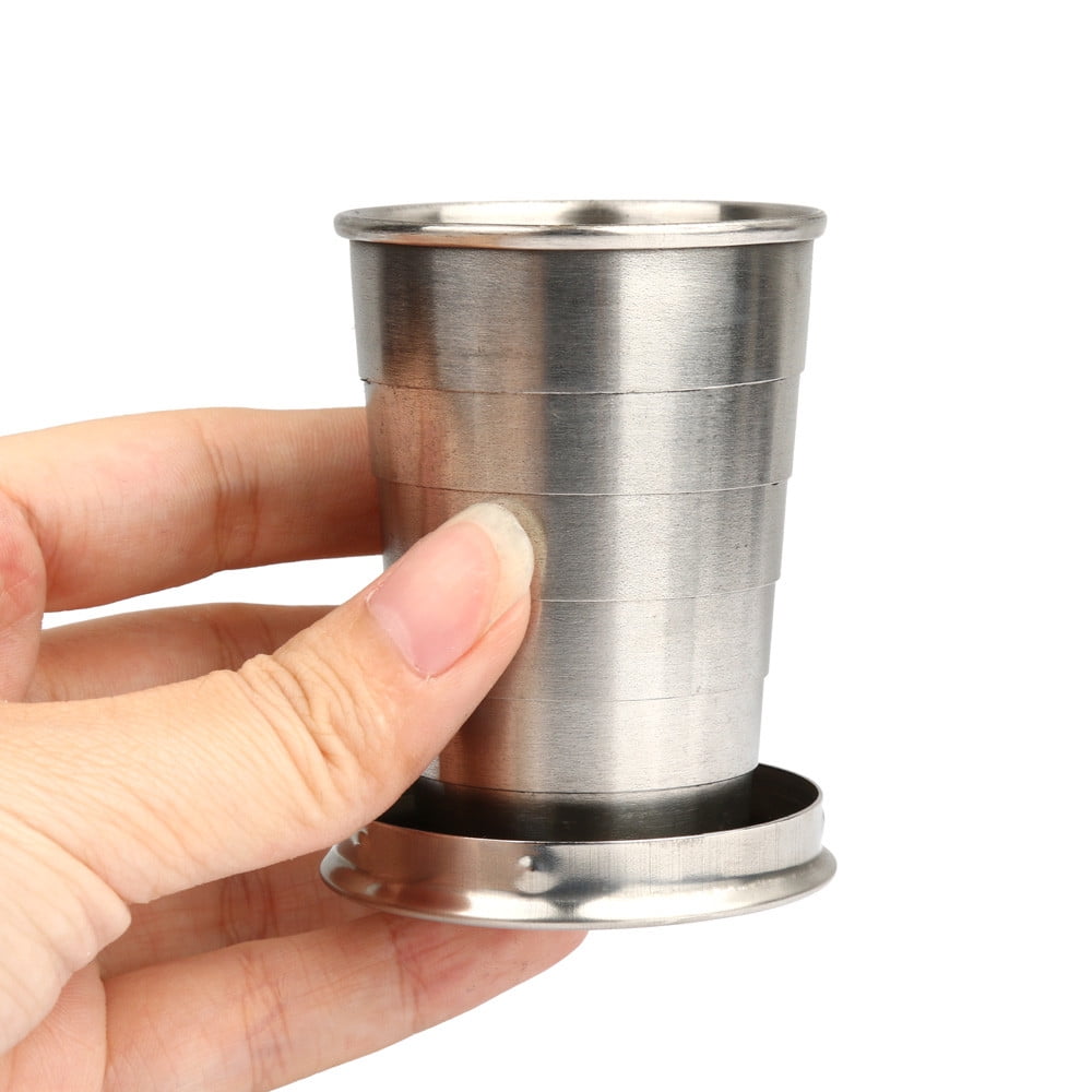 School SuppliesMedium Stainless Steel Telescopic Cup 02356, Emergency Steel Telescopic Shot Cup Glass Travel Collapsible Pocket Kitchen,Dining and Bar Silver — image 3