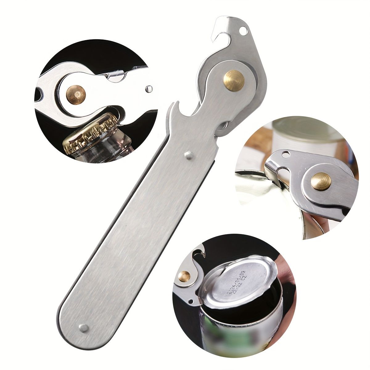 Stainless Steel Manual Can Opener, Fruit Jar & Bottle Cap Twister - Effortless & Convenient Tool 1pc — image 3