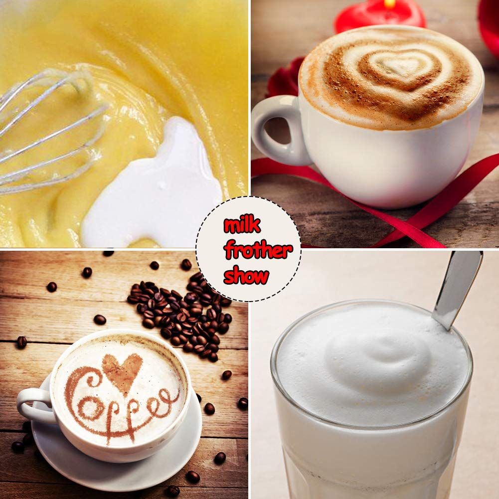 USB Rechargeable Milk Frother Handheld Multi-functional Electric Foam Maker with 2 Stainless Whisks,3-Speed Adjustable Mini — image 5