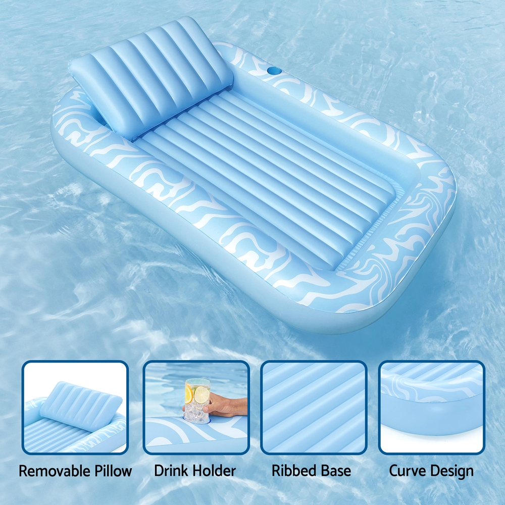 Bestway Float Floating Seat Pool Lounger Inflatable Lounge Chair Bed Pillow Cup Holder 2.03MX1.37M โ image 5