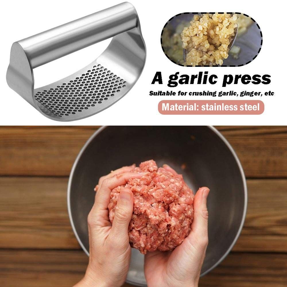 Garlic Press Rocker Stainless Steel, Fruit Crusher with Comfortable Handle Porous Surface, Easy Use & Clean — image 4