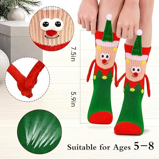 4 Pairs Christmas Socks, Crazy Holiday Hand Holding Socks Funny Christmas Stocking Stuffers โ image 5