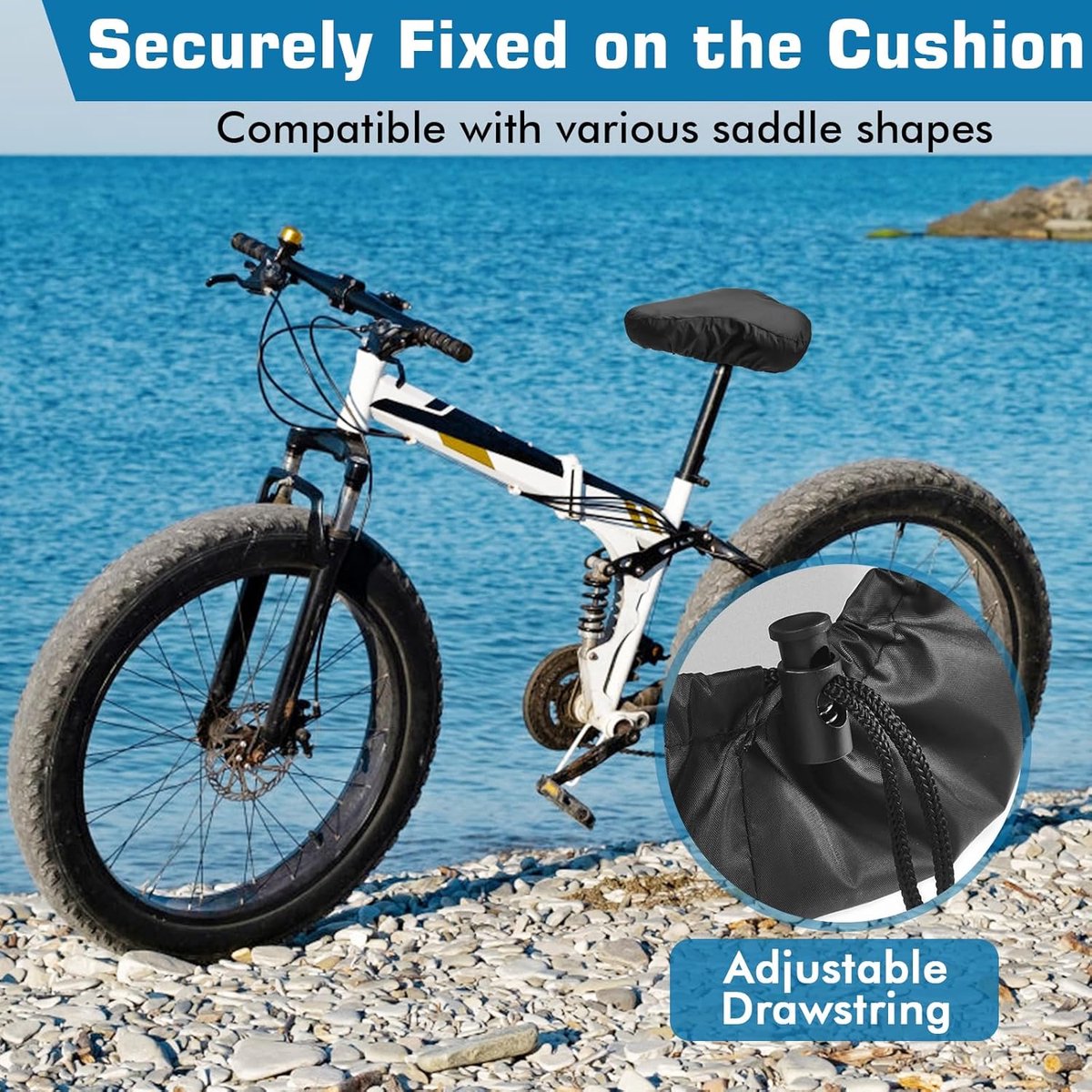2 pieces - Bicycle Saddle Cover - Waterproof Saddle Cover - Cover for Bicycle Saddle - Rain Cover - Saddle Cover - with drawstring - outdoor saddle cover โ image 3