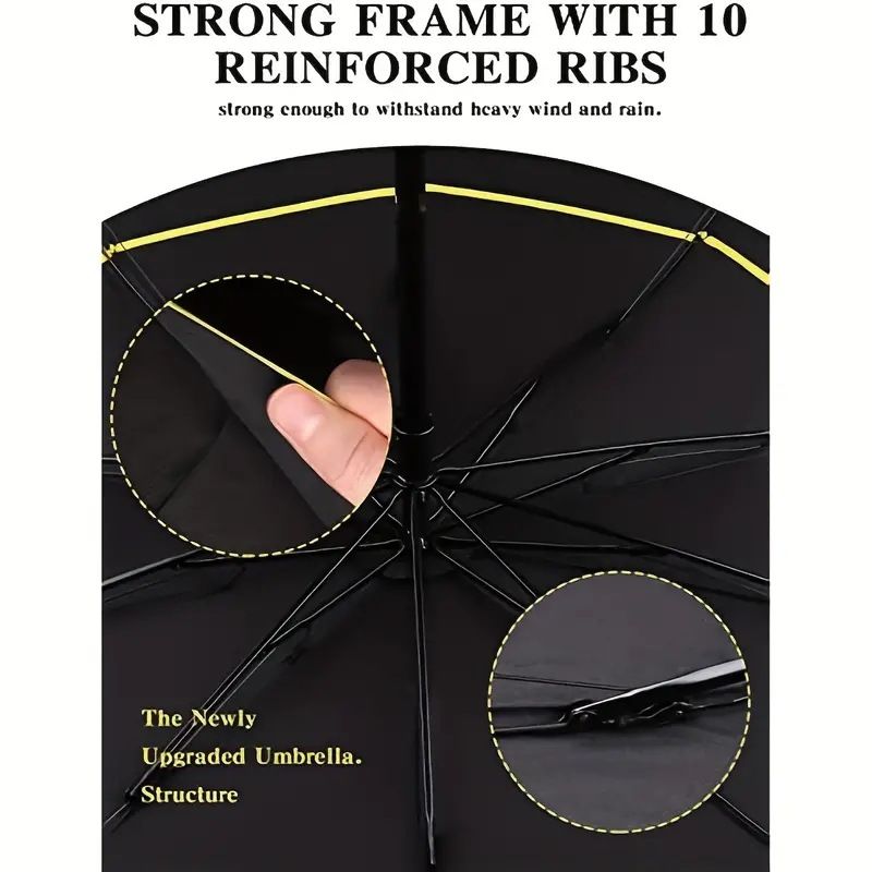 Navy Blue Compact 3-Fold Automatic Golf Umbrella (Dia 42 Inch) + Waterproof Thermal Half Shoe Covers (M Size) with Anti Slip Elastic Strap– Windproof & — image 4