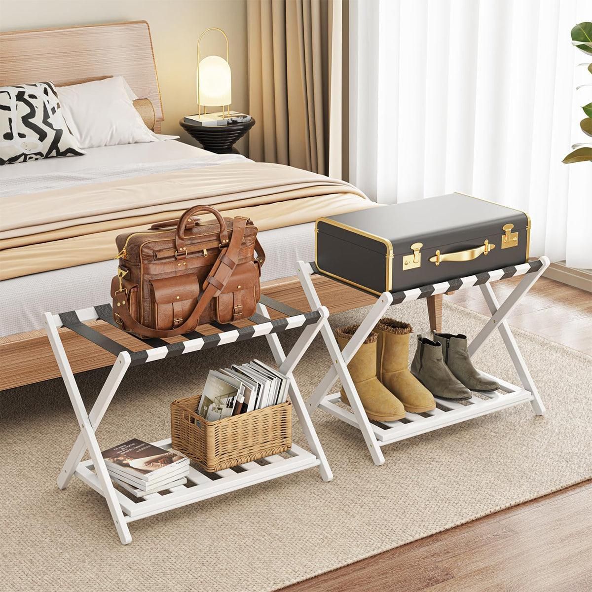 Foldable Luggage Rack Stand Portable Black Storage Shelf for Bedroom Travel — image 4