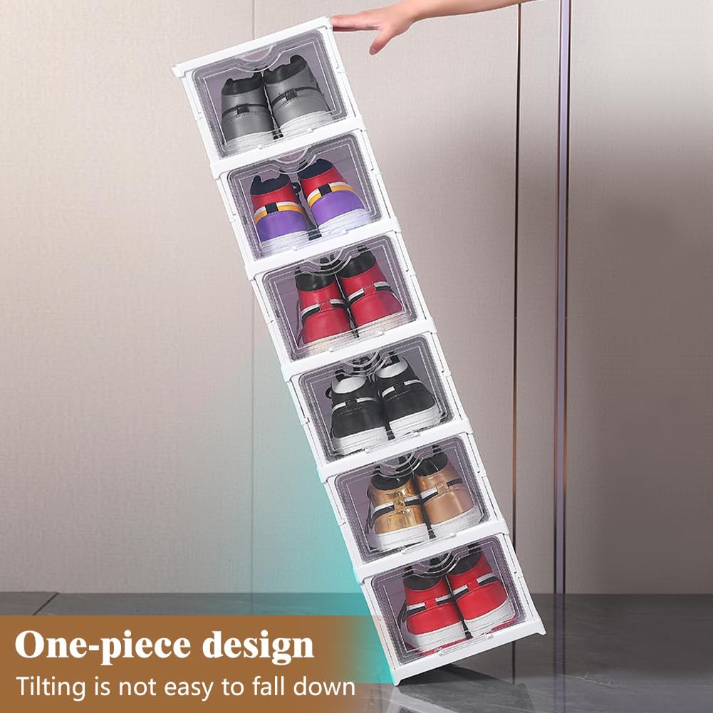 CARLA HOME 6-Tier Stackable Shoe Storage Box Organizer with Clear Door for Closet, Entryway or Cabinet — image 6
