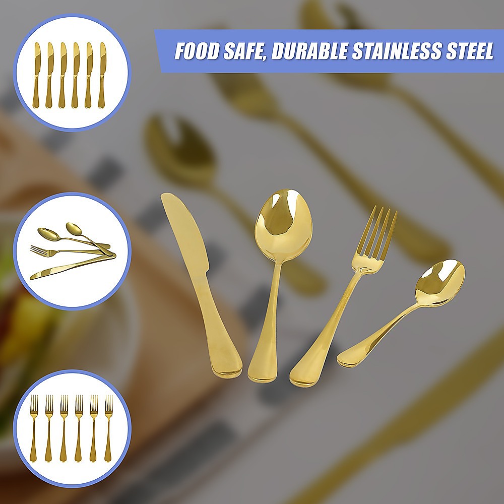 24-piece Gold Cutlery Flatware Stainless Steel Silverware Set Reflective Mirror Finish โ image 6