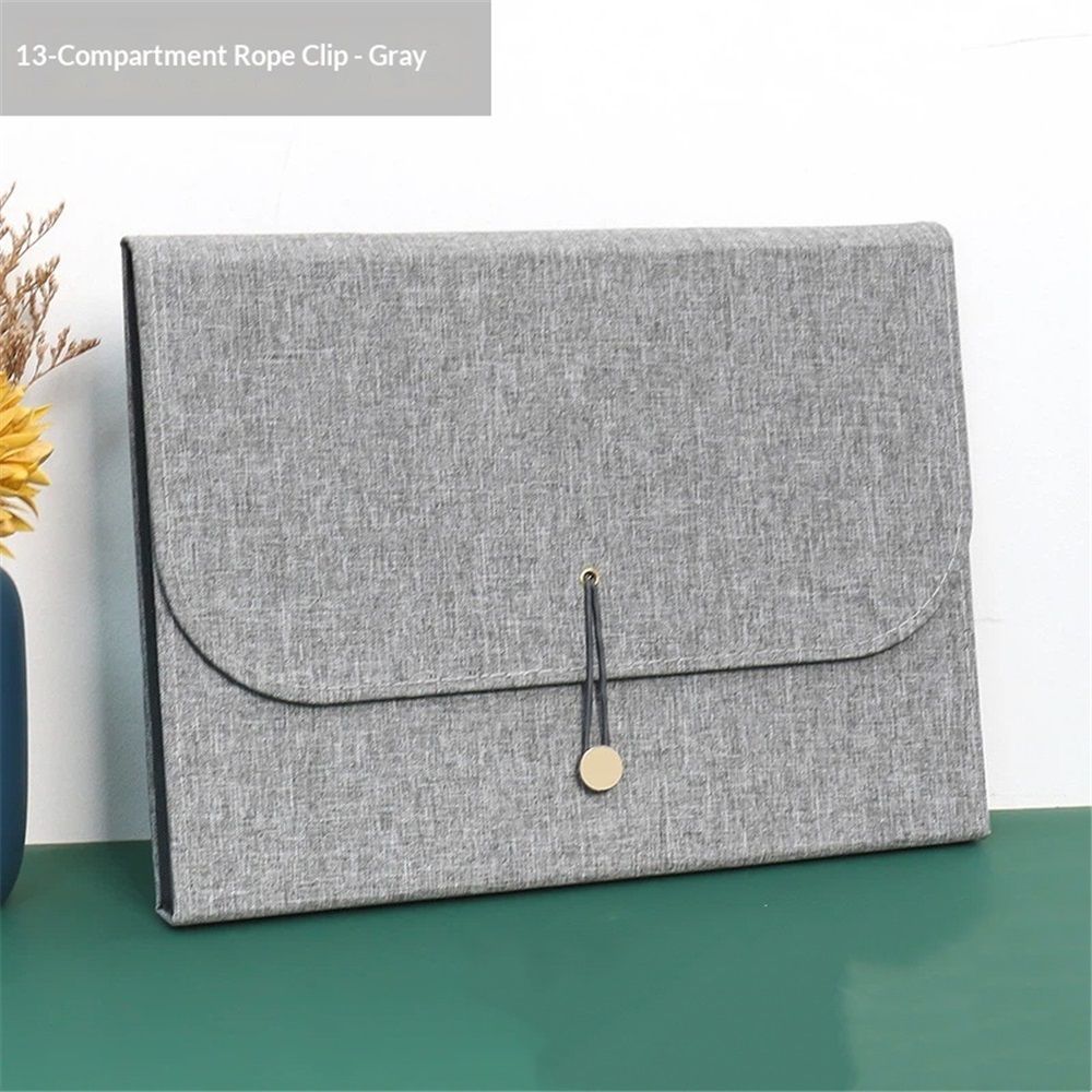 Vintage Fashion Expandable File Folder, Letter Size, 13 Pockets,Expanding File Folder Document Organizer A4 Indexed File Case, grey — image 2