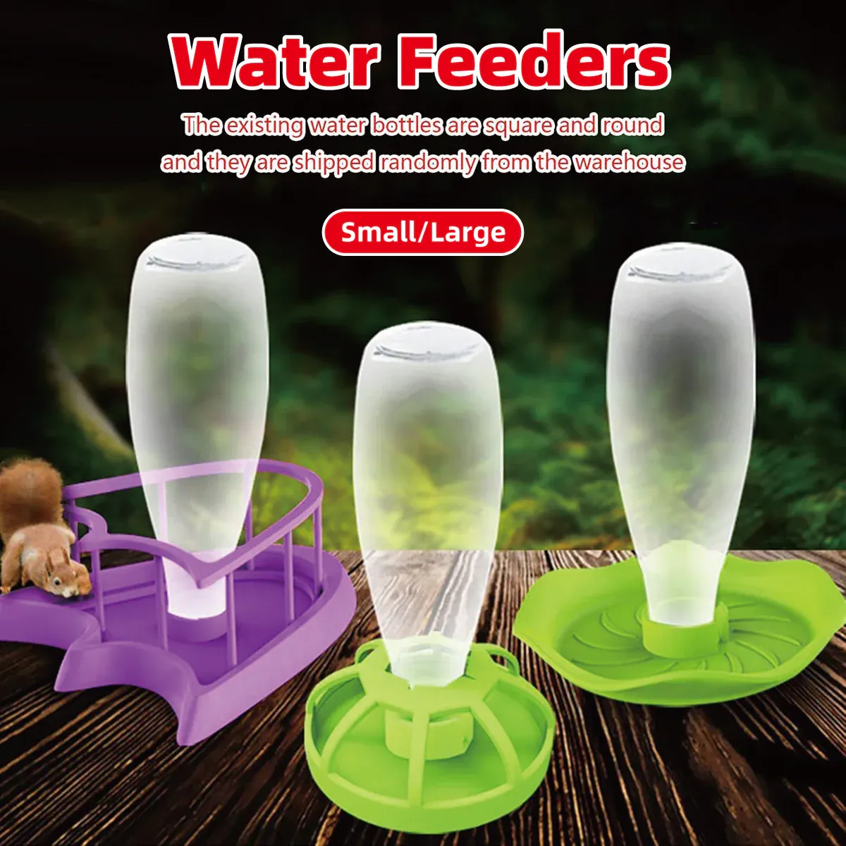 Reptile Water Bowl with Bottle for Lizard Gecko Snake Inverted Bottle Dispenser - Green Round L โ image 2