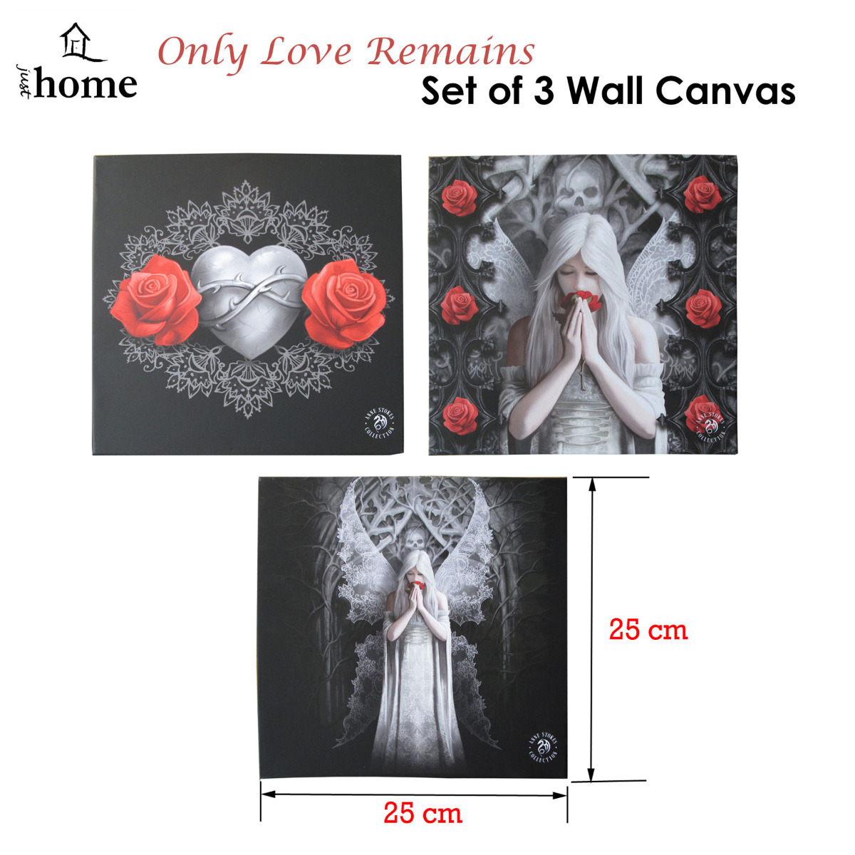 Anne Stokes Set of 3 Only Love Remains Wall Canvas — image 2