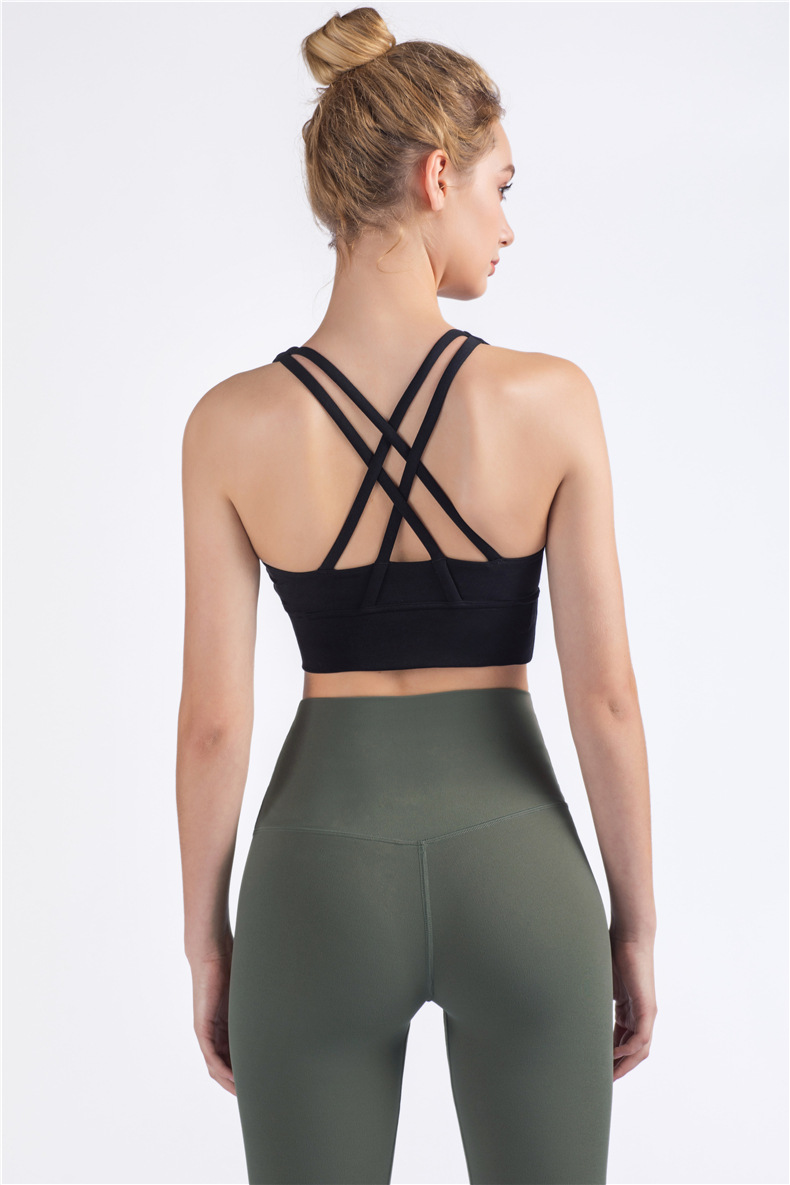 Size S Black Cross-Back Yoga Sports Bra for Women - High Support & Shockproof Fitness Bra โ image 2