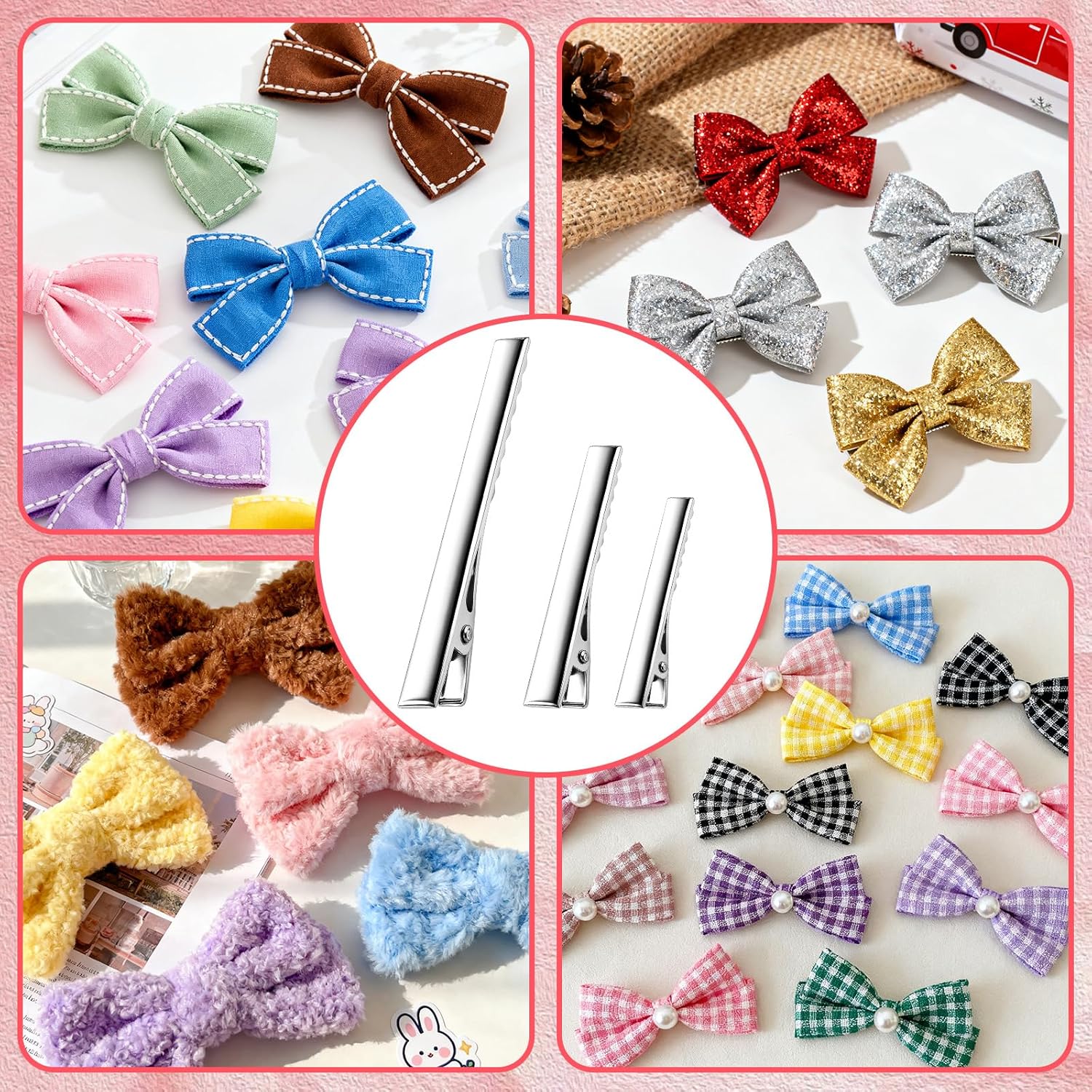 30-Pack Alligator Hair Clips - 3 Sizes (3" 2.2" 1.8") Large Metal Silver Hair Clips for Bow Making, Crafts, Salon Styling - Strong Hold Single Prong Hair Grip β image 3