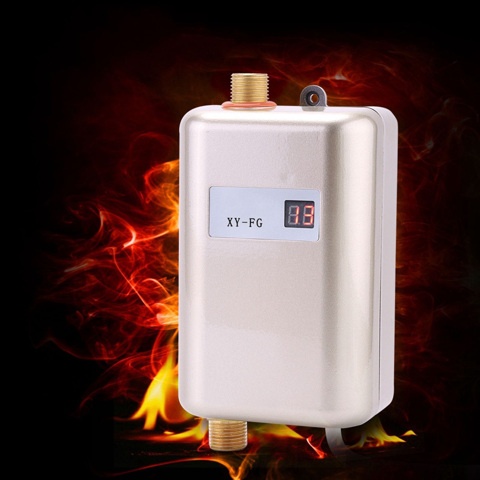 220V 3800W Mini Electric Tankless Instant Hot Water Heater Bathroom Kitchen Washing Golden — image 6