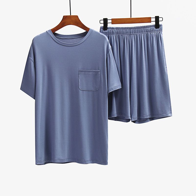 Men Undisciplined Summer Home Wear Short Sleeve... Dark gray short sleeve + dark gray shorts XXXL โ image 6