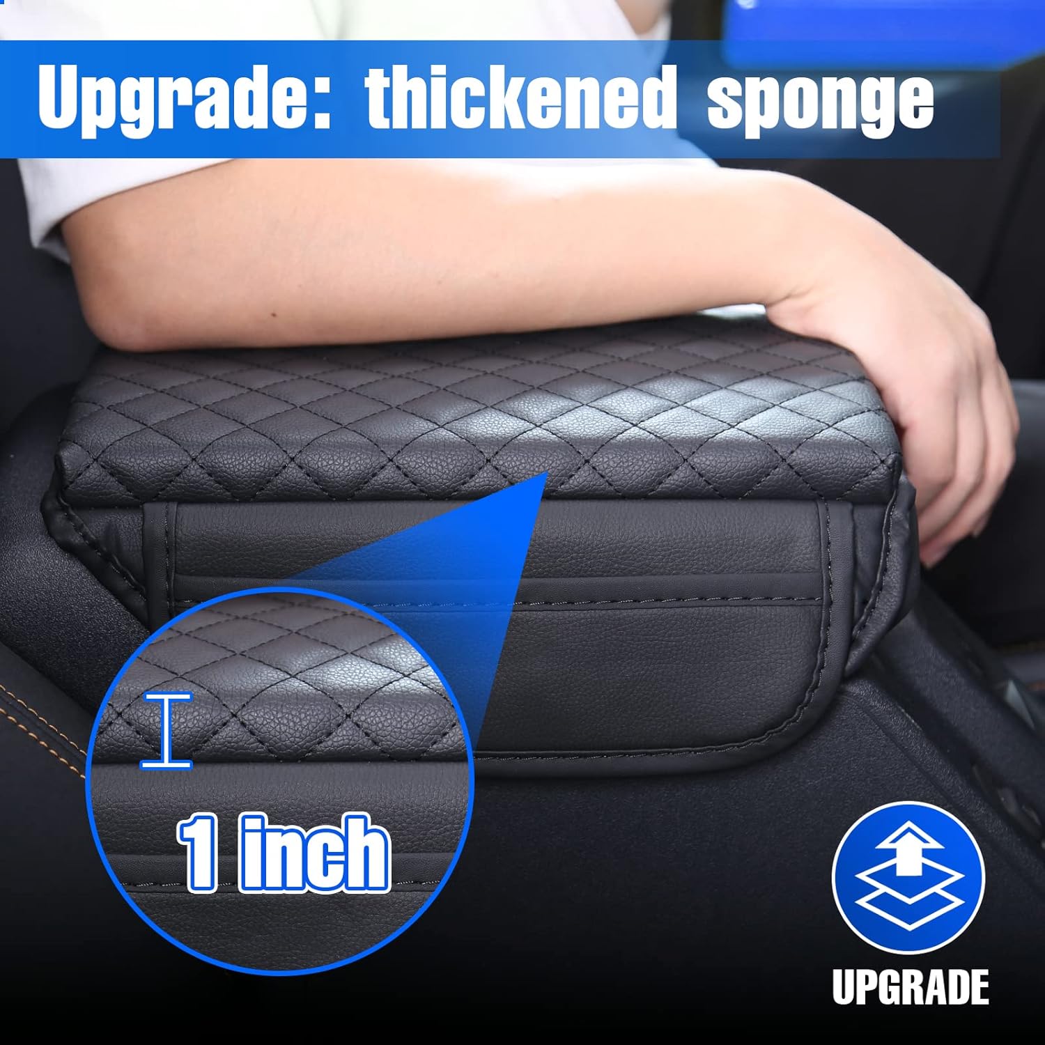 Center Console Armrest Cover for Ford Bronco Accessories 2021 2022 2023 2024 2025 2026 2/4-Door with Leather Side Pockets Interior Accessories Prevent — image 2
