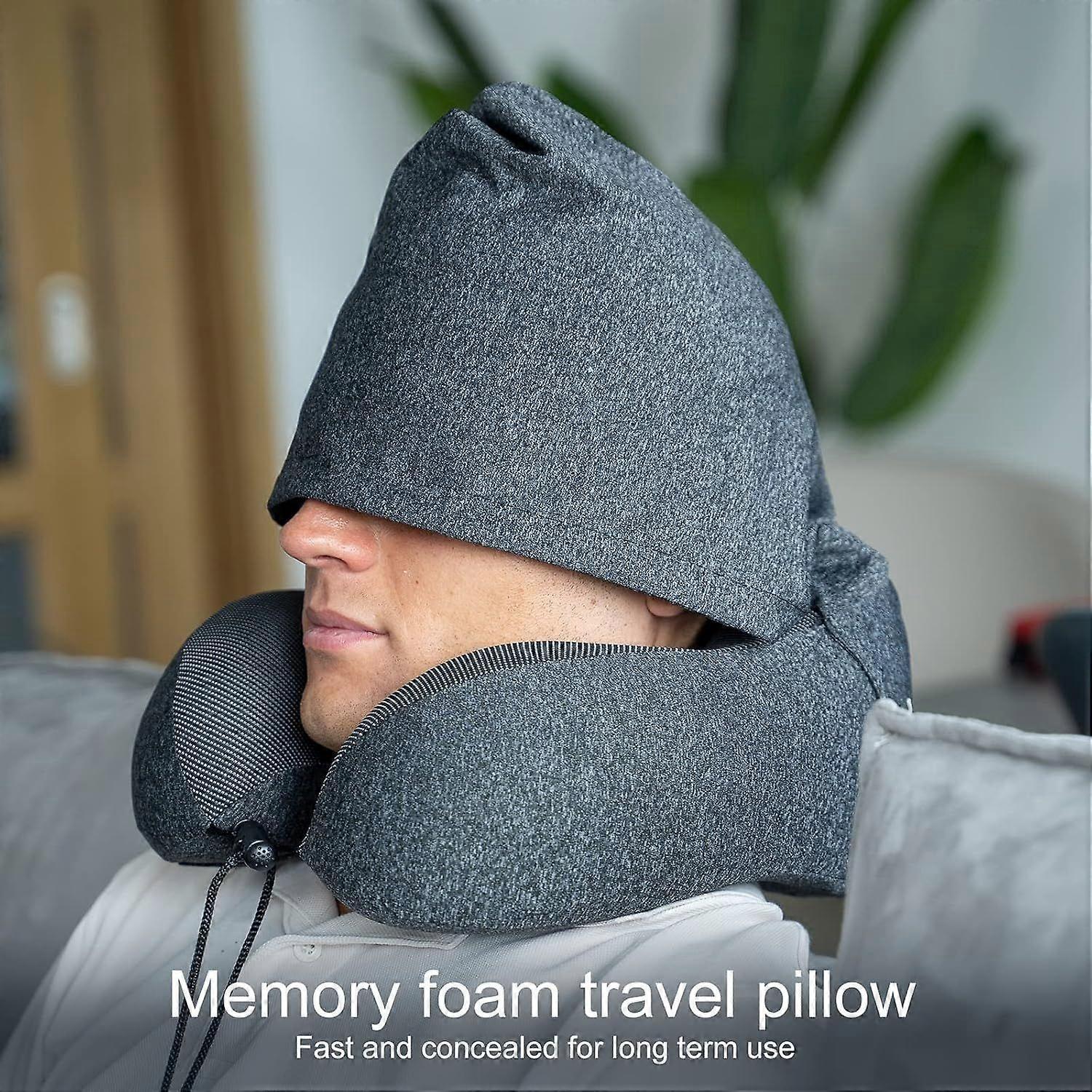 Memory Foam Hooded Travel Neck Pillow Comfortable Travel Pillow with Hood โ image 5