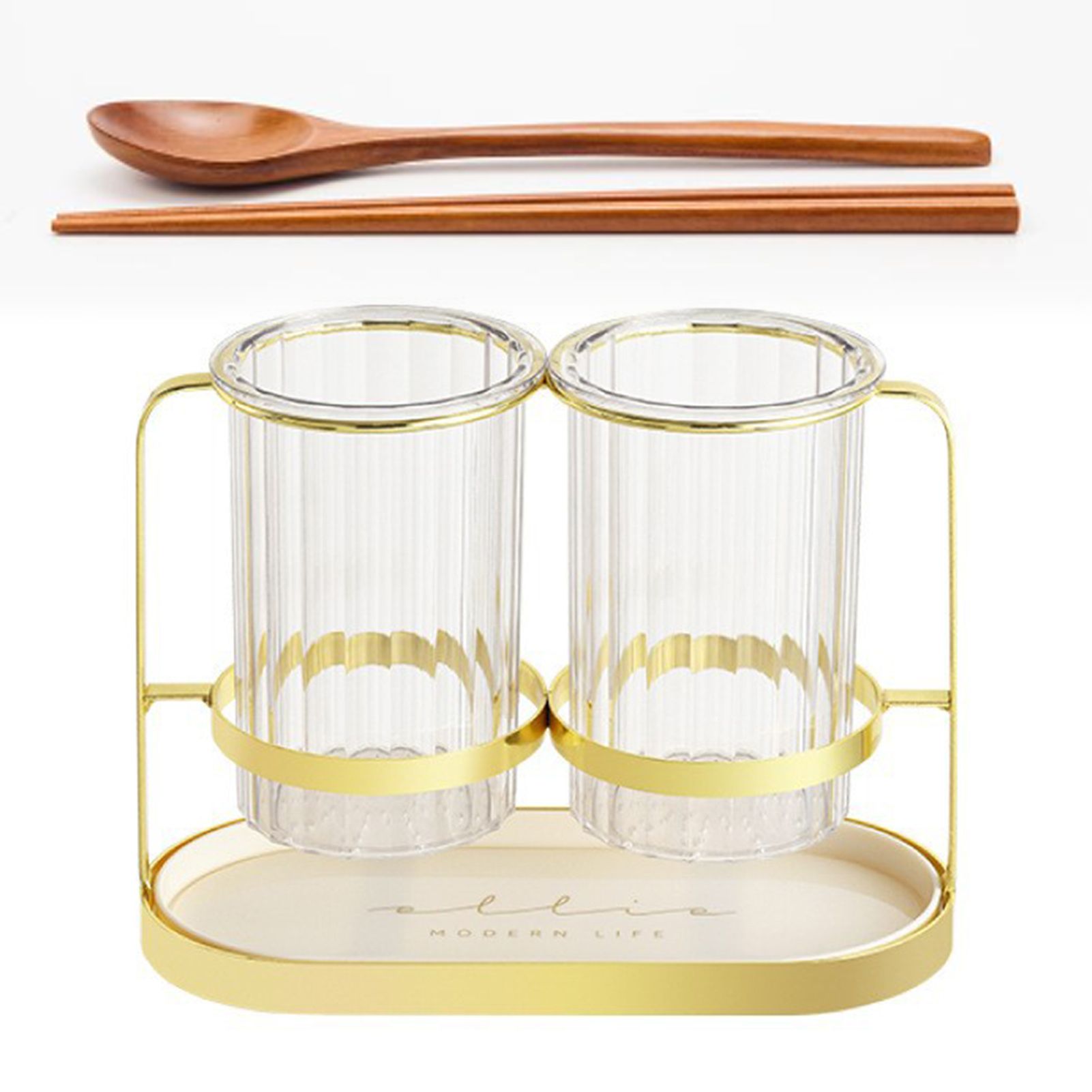 Chopsticks Drying Holder Iron PET Transparent Chopsticks Drying Caddy for Spoons Kitchen Platinum โ image 6