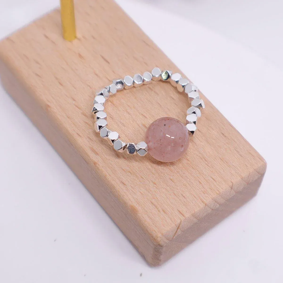 Elegant Pink Beads and Silver Beads Ring Delicate Jewelry for Women and Girls โ image 5