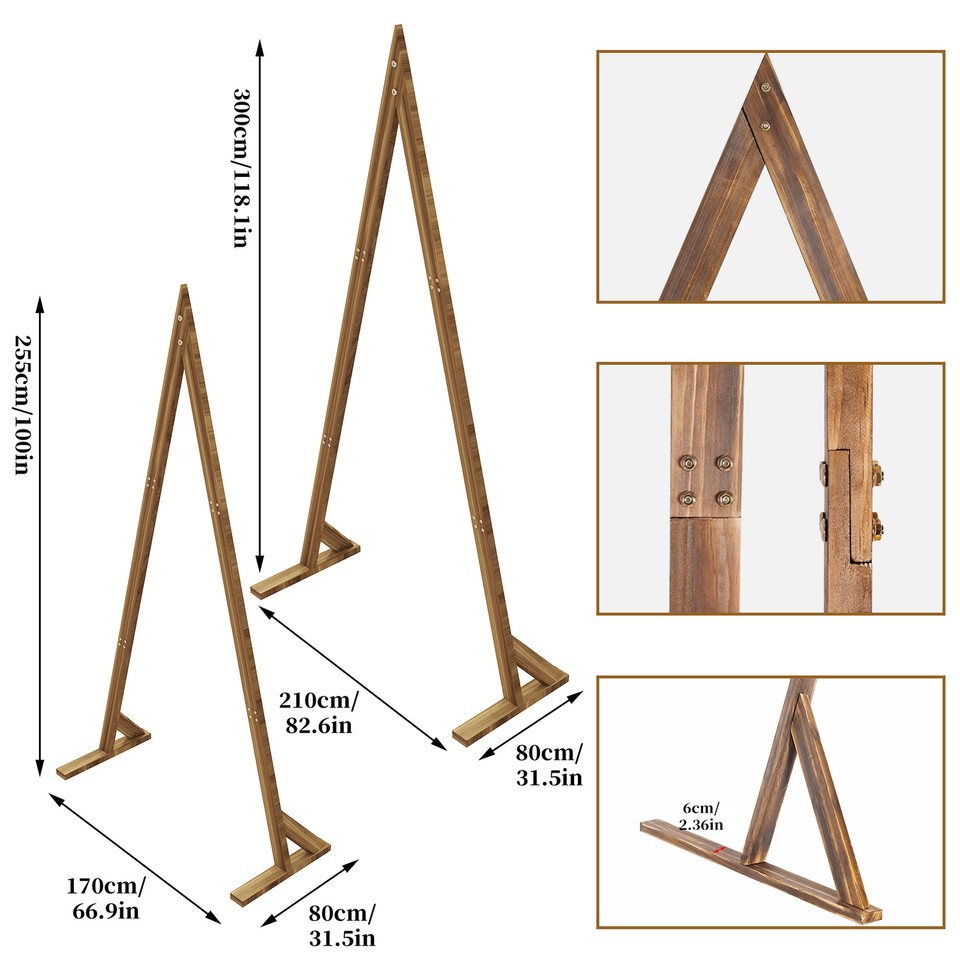 Set of 2 Nesting Wood Wedding Arch Huge Decorative Garden Wedding Backdrop Stand โ image 6