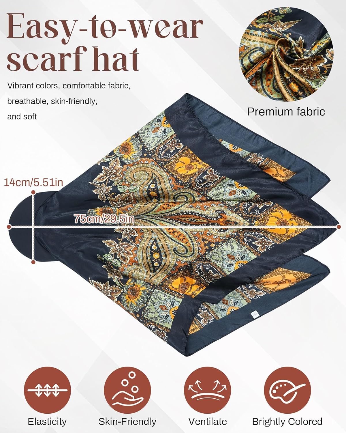 Women's Satin Head Scar with Sun Visor Brim Hat Scar with Visor Cap or Women One Piece Design — image 2