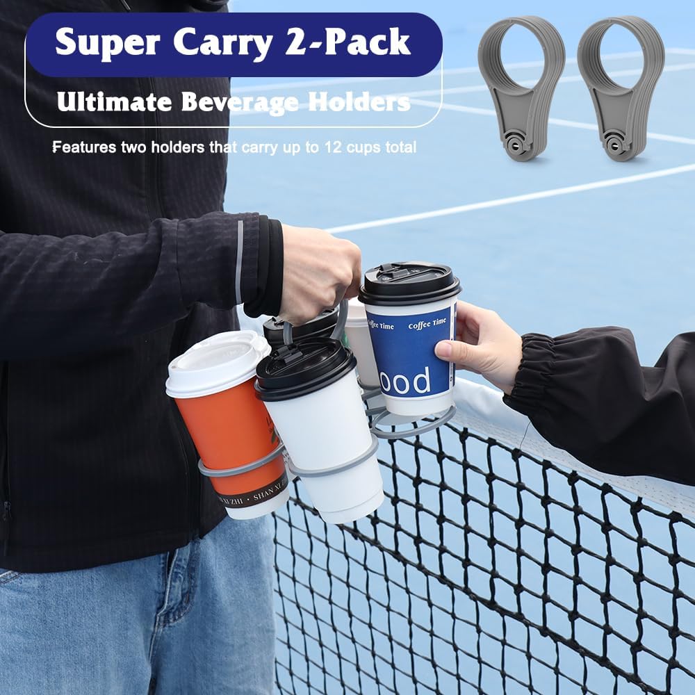 Foldable Drink Holder - 6-Cup Beverage Carrier/Storage Box - 2 Pack - Grey - Collapsible Cup Holder for Coffee/Soft Drinks/Pints/Beer - Portable Sturdy Durable — image 2