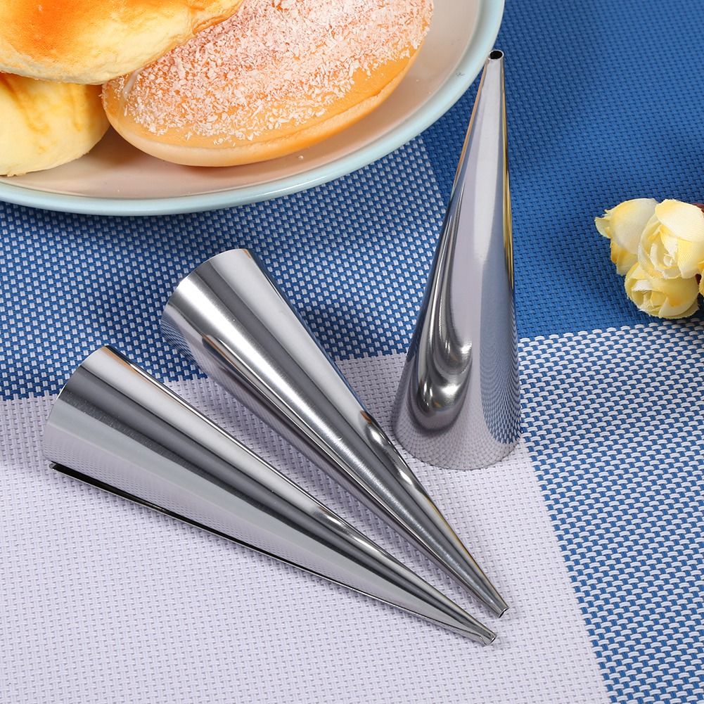 3pcs Pack Stainless Steel NOn Stick Dessert Cannoli Croissant Tubes Baking Tool Mold (L) โ image 4