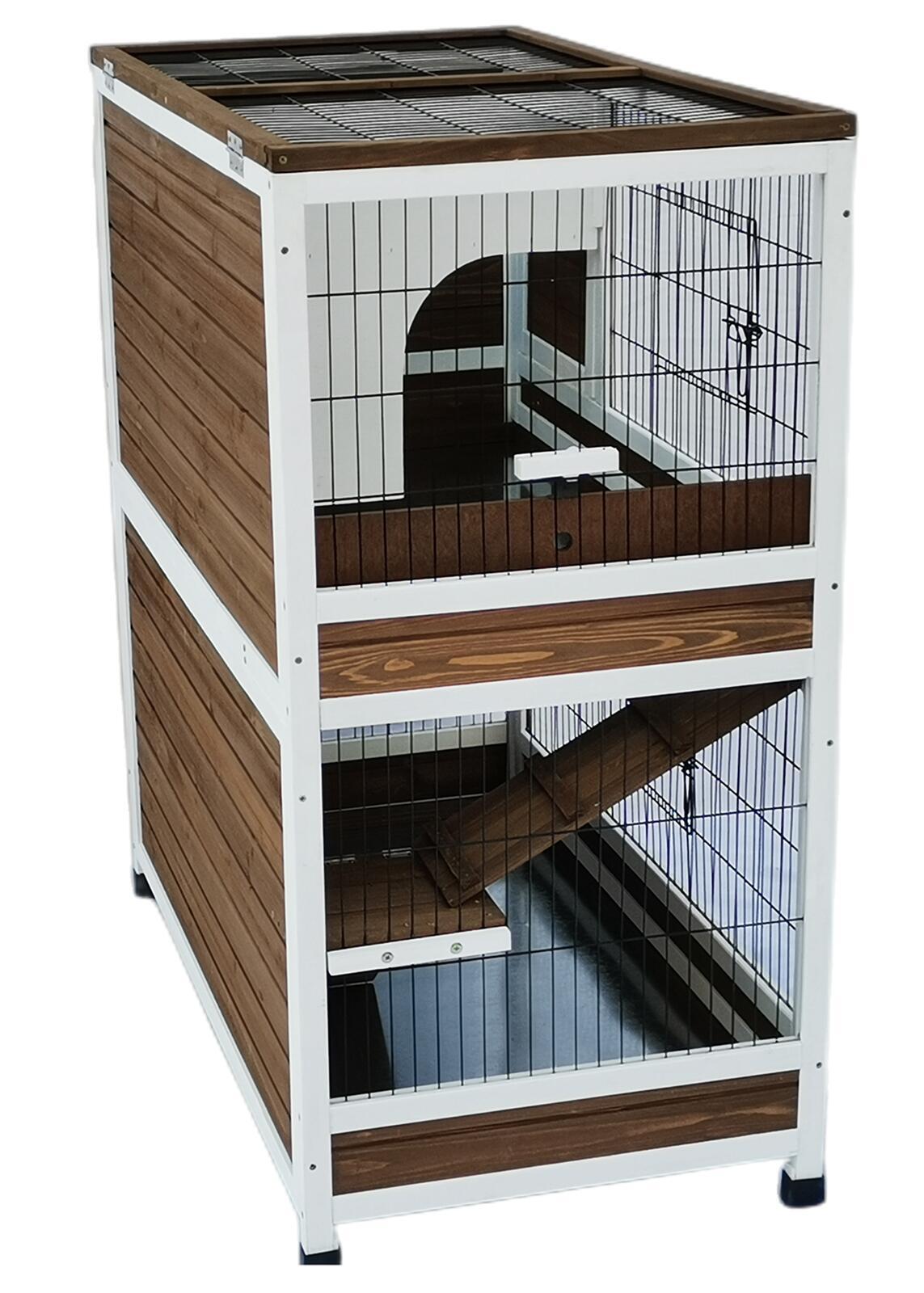 YES4PETS 118 cm XL Double Storey Rabbit Hutch Guinea Pig Cat Cage, Ferret cage Cat W Pull Out Tray — image 3